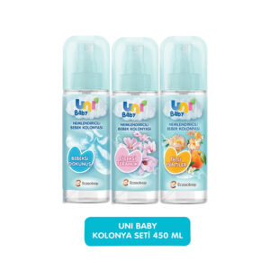 Uni Baby Kolonya Seti 450 ml (ÇİÇEKSİ KOKULAR & BEBEKSİ KOKULAR & TATLI ESİNTİLER)