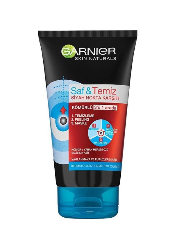 Garnier Saf&Temiz Siyah Nokta Karşıtı Kömürlü 3'ü 1 Arada 150 ml