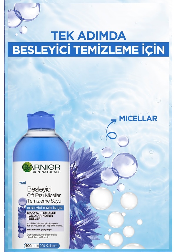 Garnier Besleyici Çift Fazlı Micellar Makyaj Temizleme Suyu 400 ML