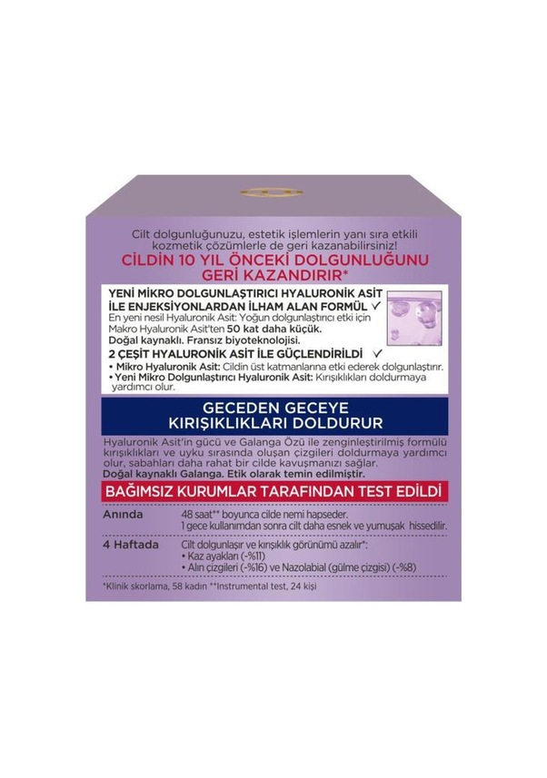 L'Oréal Paris Revitalift Filler Yoğun Dolgunlaştırıcı Yaşlanma Karşıtı Gece Kremi 50ml - Hyaluronik