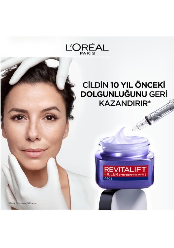 L'Oréal Paris Revitalift Filler Yoğun Dolgunlaştırıcı Yaşlanma Karşıtı Gece Kremi 50ml - Hyaluronik