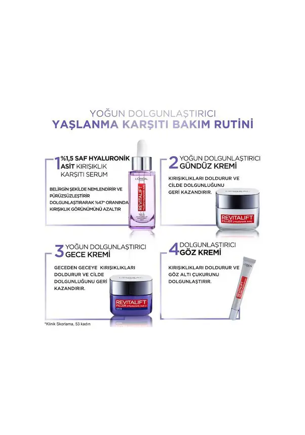 L'Oréal Paris Revitalift Filler Yoğun Dolgunlaştırıcı Yaşlanma Karşıtı Gece Kremi 50ml - Hyaluronik