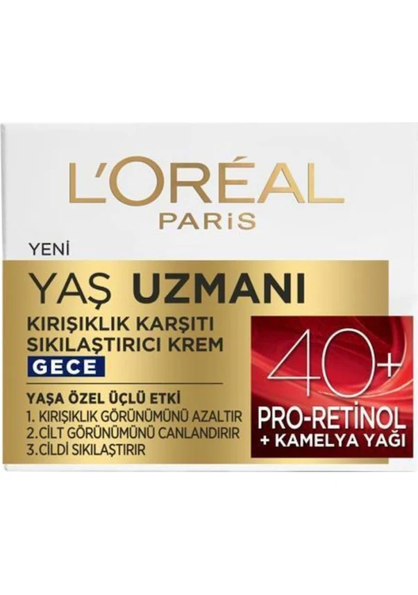 L'Oreal Paris Loreal Paris Yaş Uzmanı Kırışıklık Karşıtı Gece Kremi 40+ Pro-Retinol 50 ml