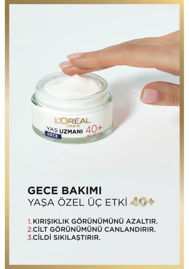L'Oreal Paris Loreal Paris Yaş Uzmanı Kırışıklık Karşıtı Gece Kremi 40+ Pro-Retinol 50 ml