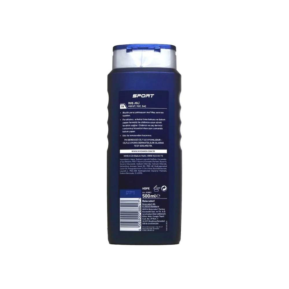 Nivea Men Sport Erkek Saç Yüz ve Vücut Yıkama Jeli 500 ML