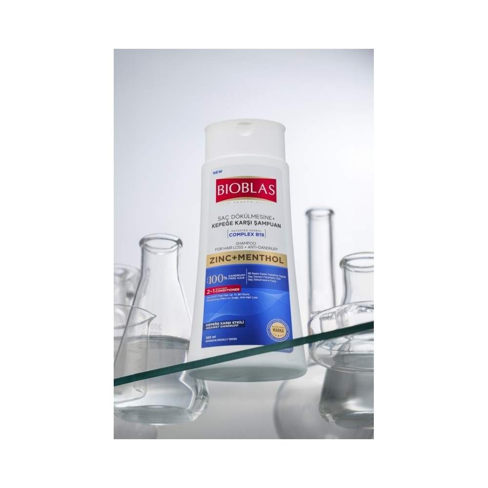 Bioblas Saç Dökülmesi + Kepek Karşıtı Şampuan – Çinko, Mentol, Kremli 360 ML