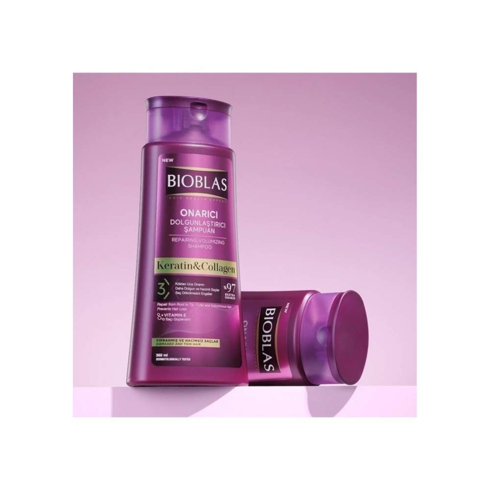 Bioblas Keratin & Kolajen Onarıcı Dolgunlaştırıcı Saç Bakım Şampuanı 360 Ml İnce ve Yıpranmış Saçlar