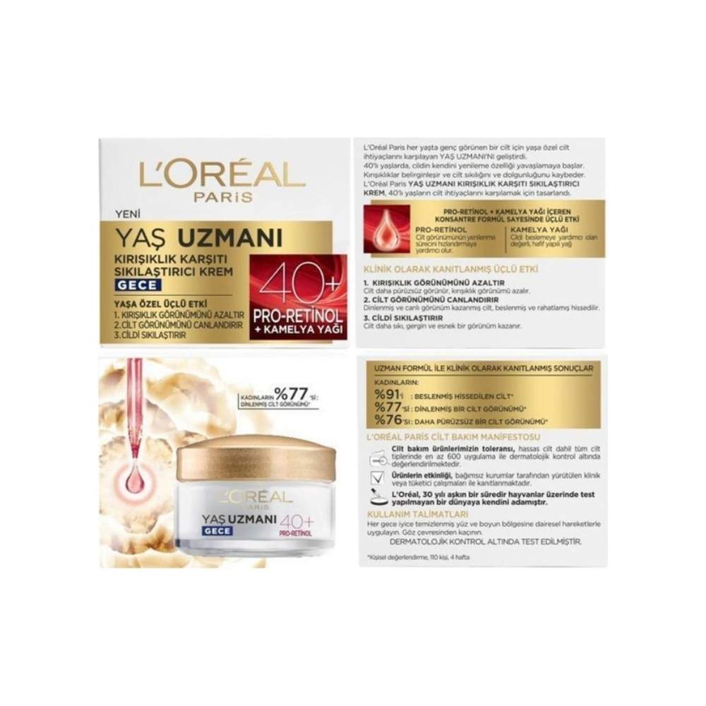 Loreal Paris 40+ Gece Kremi 50 ML