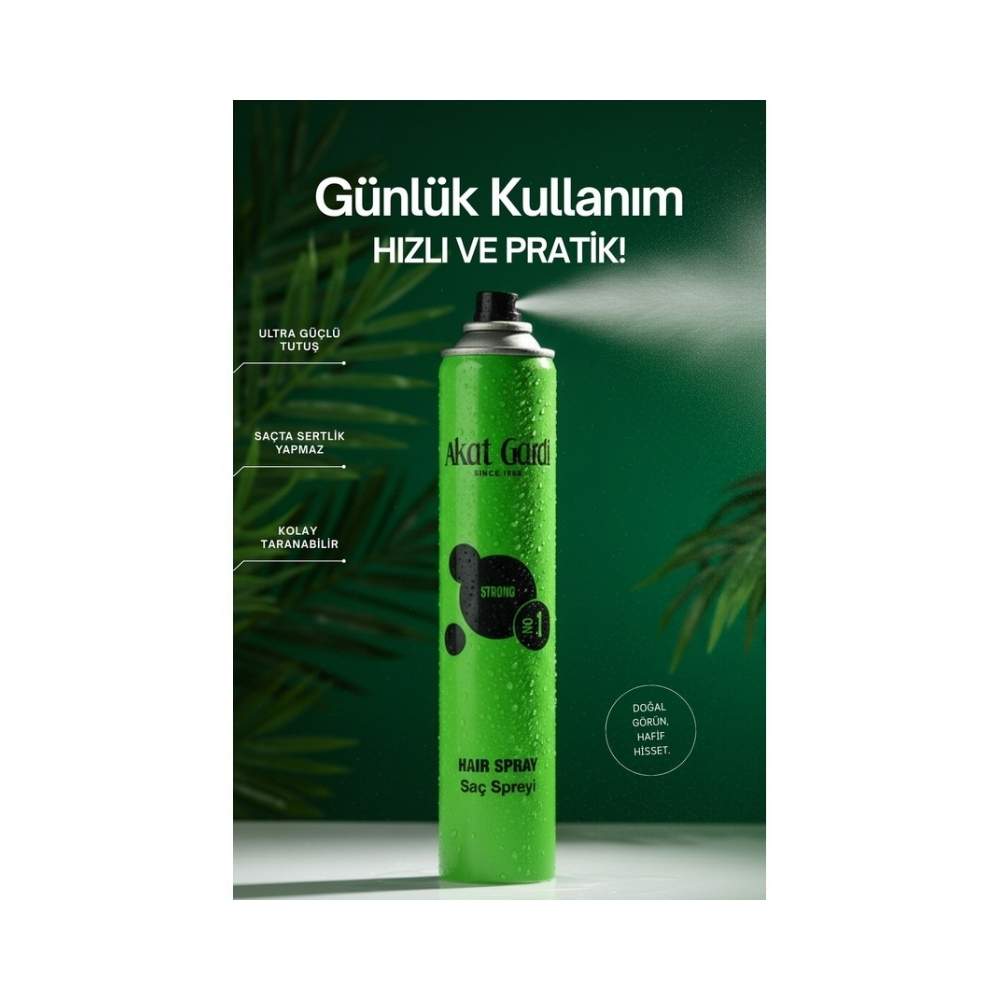 Akat Gardi Saç Spreyi Strong No:1 Yeşil 400 Ml