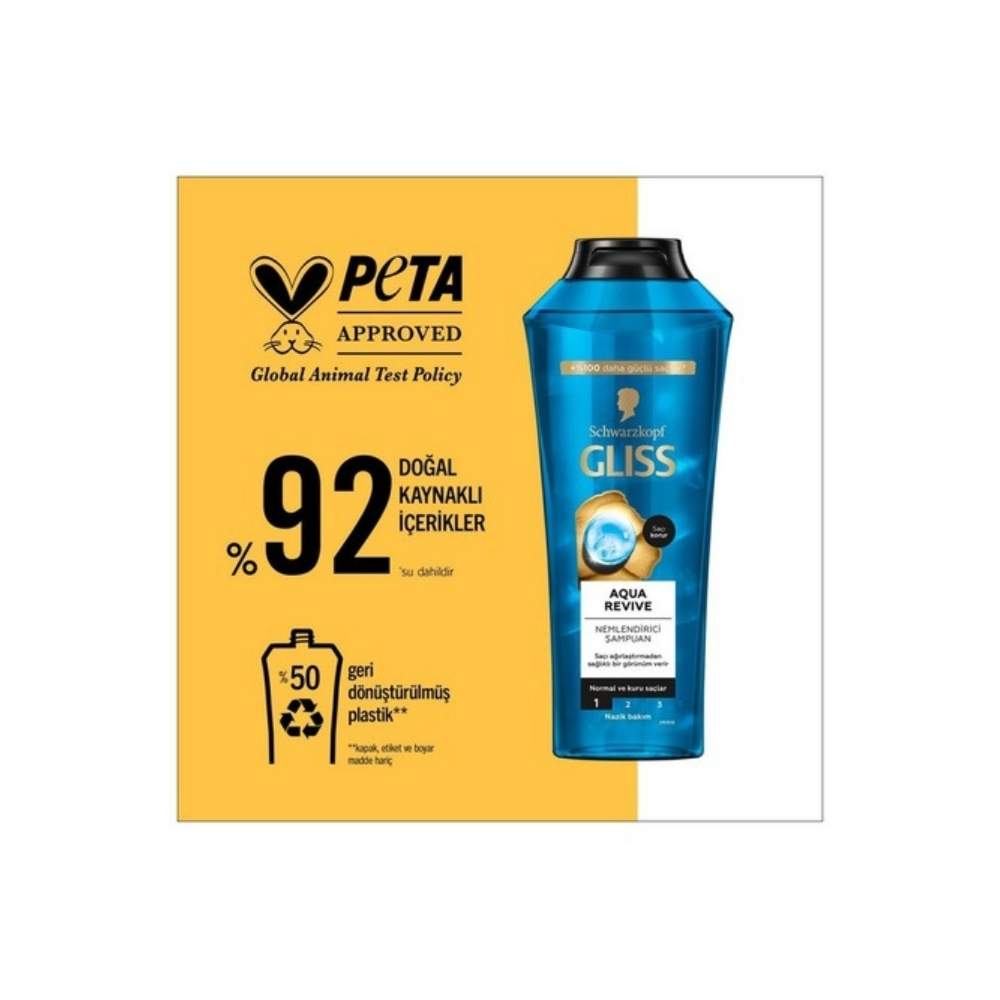 Gliss Aqua Revive Normal ve Kuru Saçlar için Nemlendirici Şampuan 400 ML