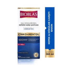 Bioblas Saç Dökülmesi + Kepek Karşıtı Şampuan – Çinko, Mentol, Kremli 360 ML