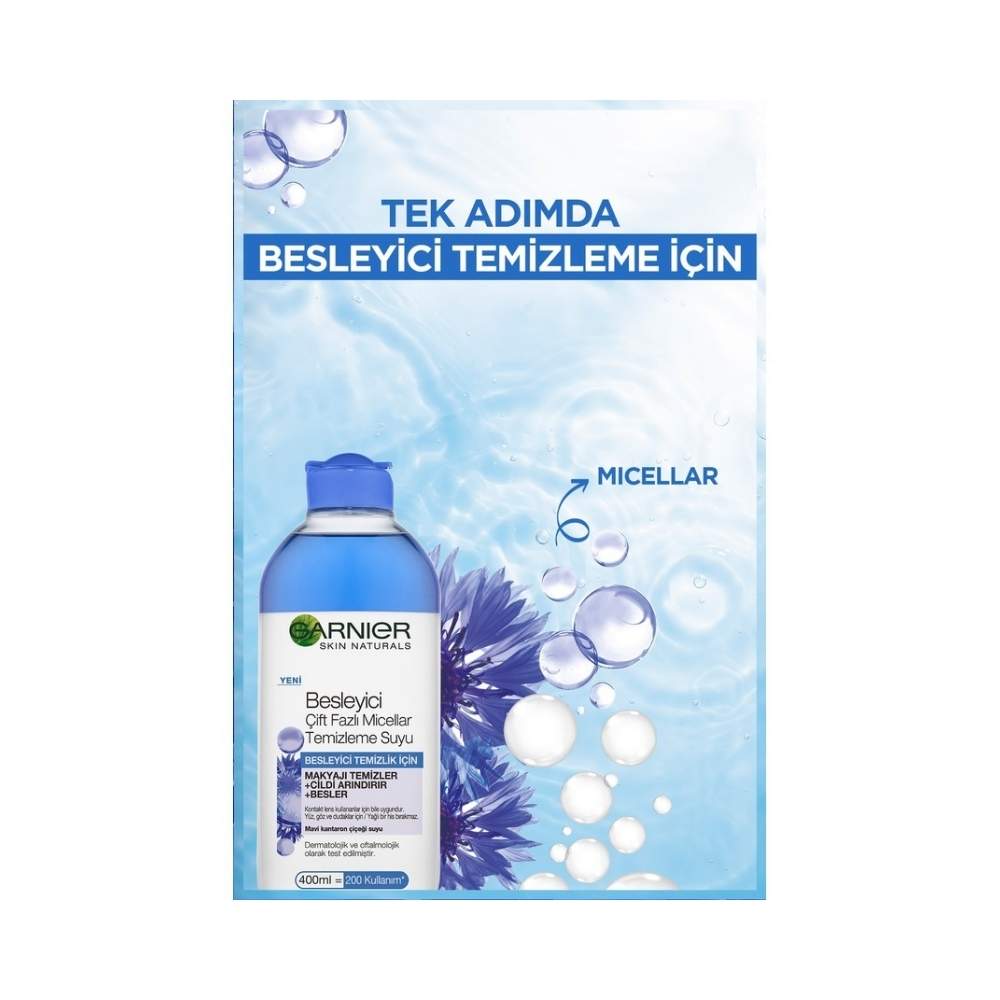 Garnier Besleyici Çift Fazlı Micellar Makyaj Temizleme Suyu 400 ML