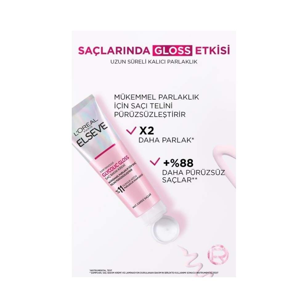 Elseve Glycolic Gloss Mükemmel Parlaklık Saç Kremi 150 ML