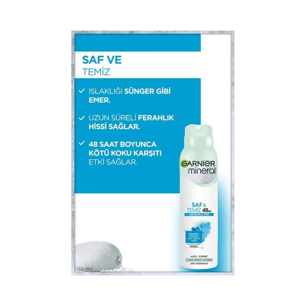Garnier Mineral Saf&Temiz Antiperspirant Kadın Deodorant 150 ML
