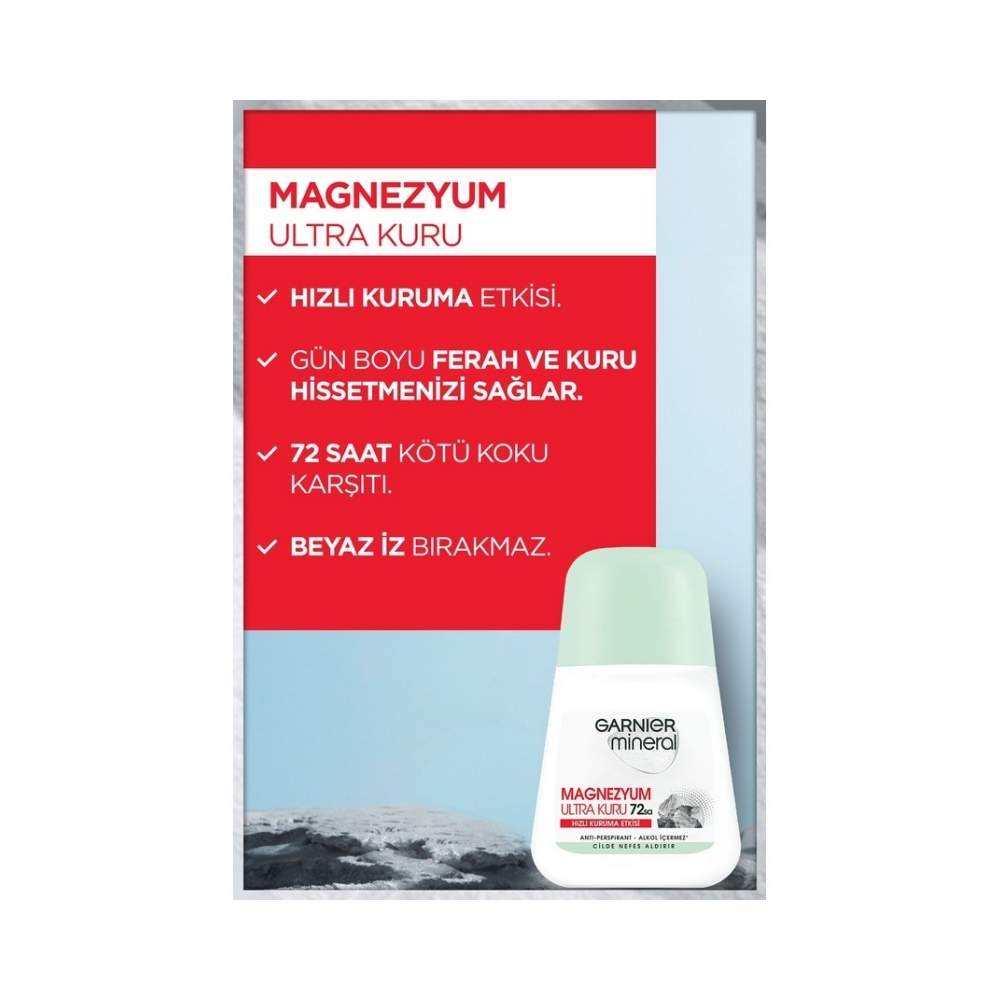 Garnier Mineral Magnezyum Ultra Kuru Kadın Roll-On 50 ML