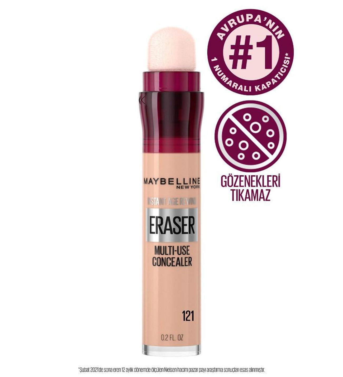 Maybelline New York Kapatıcı - Instant Age Eraser Concealer 121 Light Honey